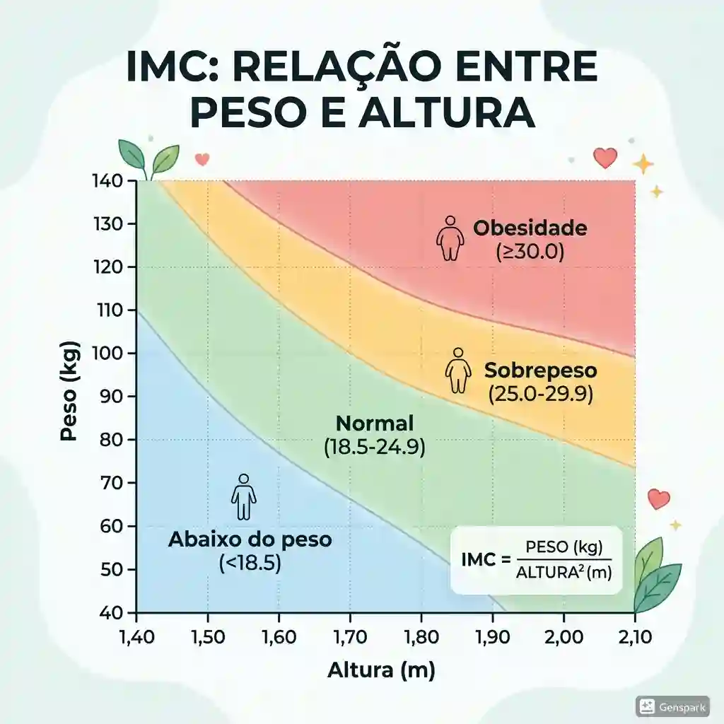Gráfico de IMC mostrando relação entre peso e altura