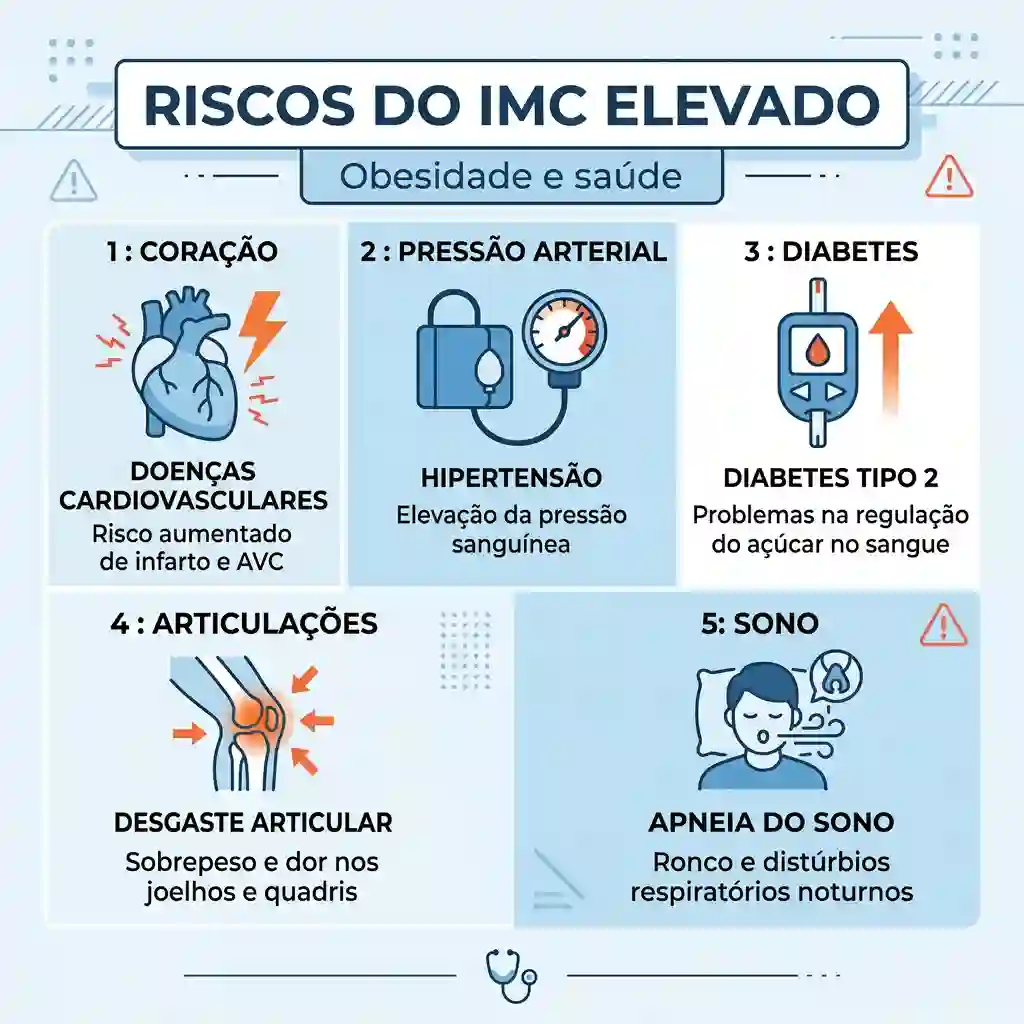 Riscos de saúde relacionados ao IMC alto e obesidade