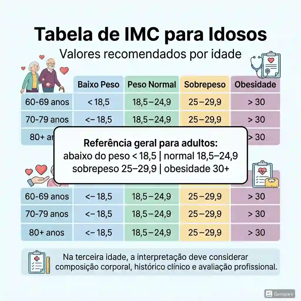 Tabela de IMC para mulheres idosas com valores recomendados